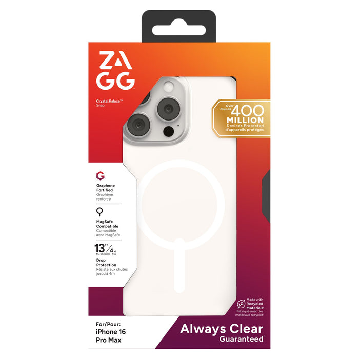 ZAGG Crystal Palace Snap MagSafe Case for Apple iPhone 16 Pro Max Clear