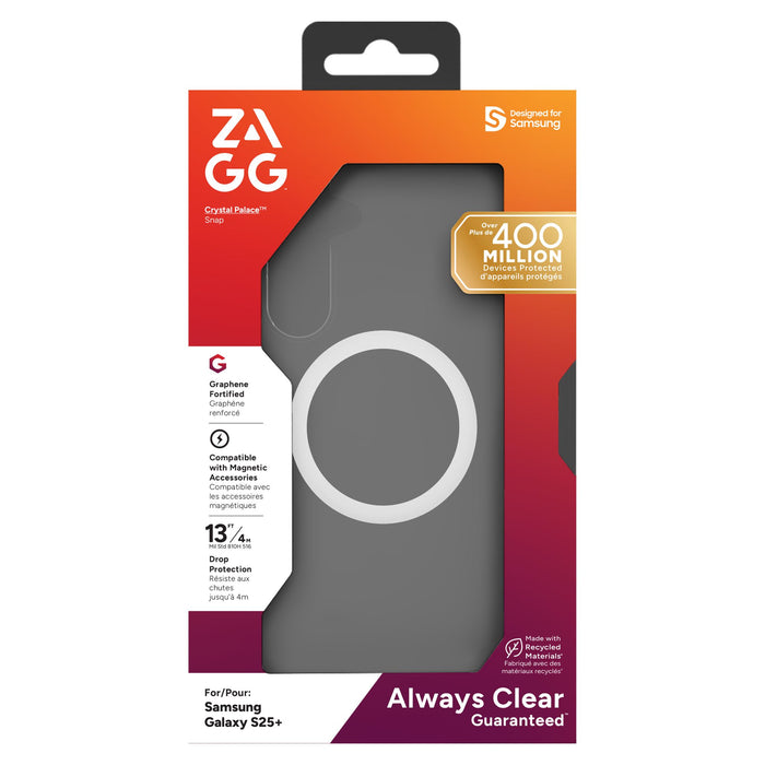 ZAGG Crystal Palace Snap MagSafe Case for Samsung Galaxy S25 Plus Clear