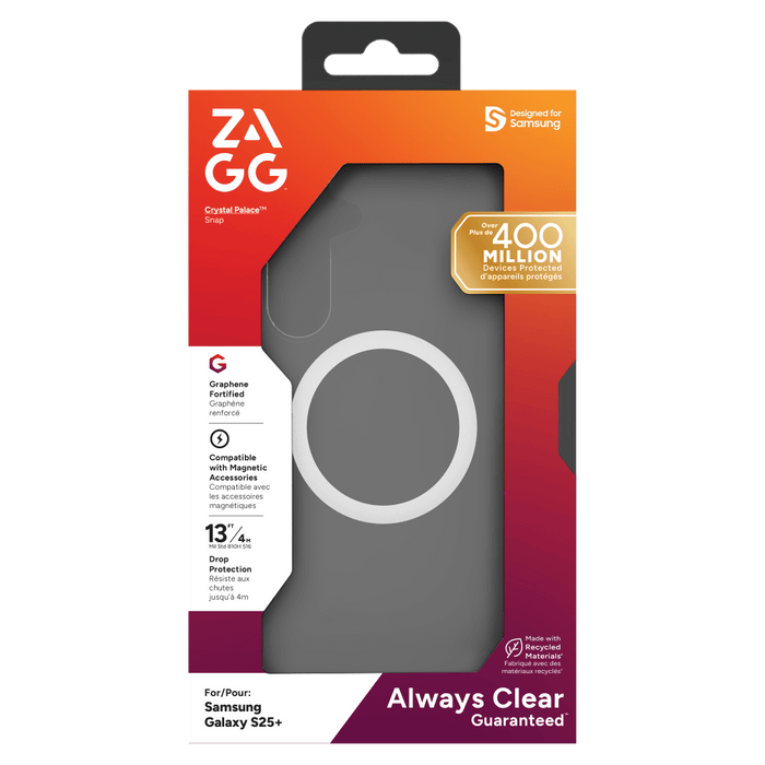 ZAGG Crystal Palace Snap MagSafe Case for Samsung Galaxy S25 Plus Clear