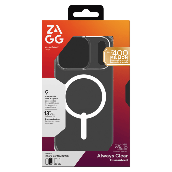 ZAGG Crystal Palace Snap MagSafe Case with Kickstand for Apple iPhone 17 Pro Clear