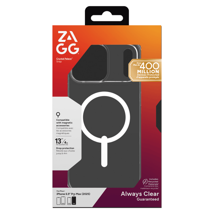 ZAGG Crystal Palace Snap MagSafe Case with Kickstand for Apple iPhone 17 Pro Max Clear