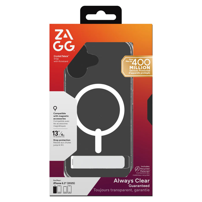 ZAGG Crystal Palace Snap MagSafe Case with Kickstand for Apple iPhone 17 Clear