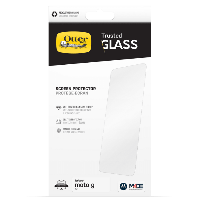 Otterbox Trusted Glass Screen Protector for Motorola Moto G 5G (2022) Clear