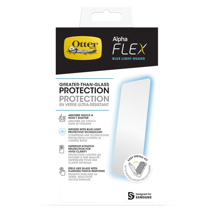 OtterBox Alpha Flex Antimicrobial Blue Light Screen Protector for Samsung Galaxy S23 Ultra Clear