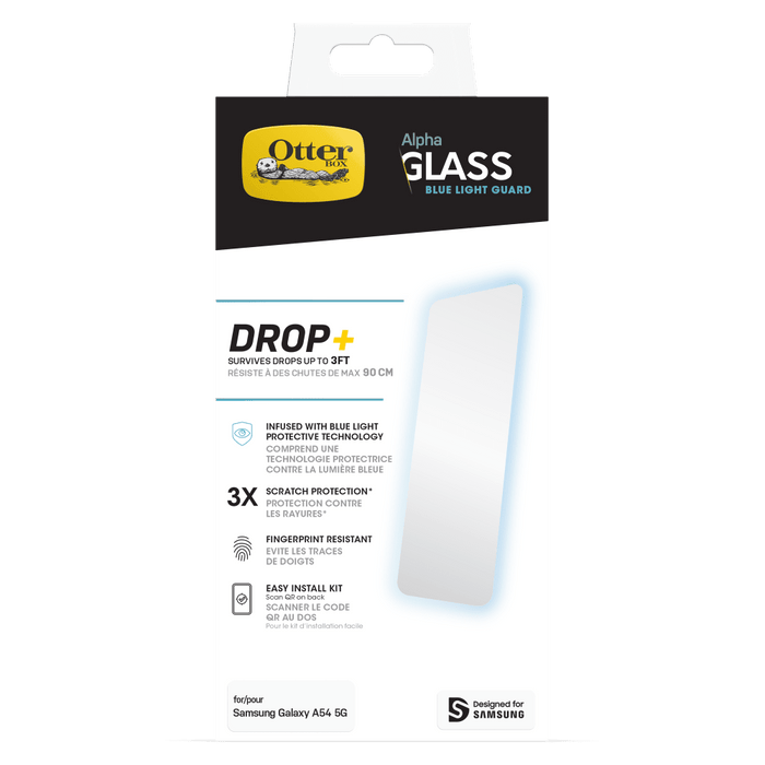 Otterbox Alpha Glass Antimicrobial Blue Light Screen Protector for Samsung Galaxy A54 5G Clear