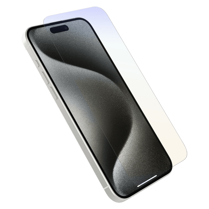 OtterBox Premium Pro Glass Antimicrobial Blue Light Screen Protector for Apple iPhone 15 Pro Max Clear
