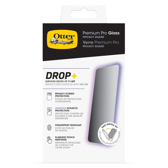 OtterBox Premium Pro Glass Antimicrobial Privacy Screen Protector for Apple iPhone 15 Clear