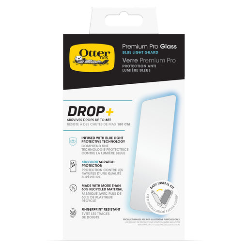 OtterBox Premium Pro Glass Antimicrobial Blue Light Screen Protector for Apple iPhone 16 / iPhone 15