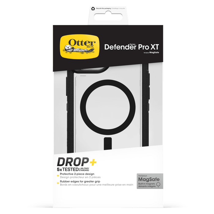 OtterBox Defender Pro XT Clear Case for Apple iPhone 15 / iPhone 14 / iPhone 13 / iPhone 16e Black