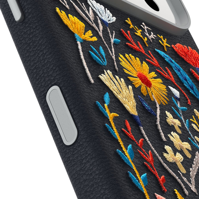 Symmetry Cactus Leather Embroidery MagSafe Case for Apple iPhone 17 Pro Multi-Color