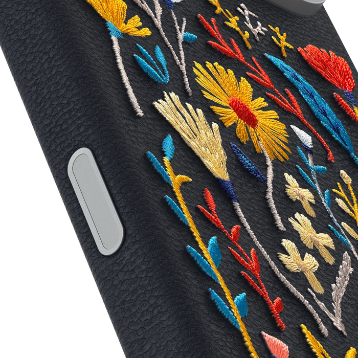 Symmetry Cactus Leather Embroidery MagSafe Case for Apple iPhone 17 Pro Max Multi-Color