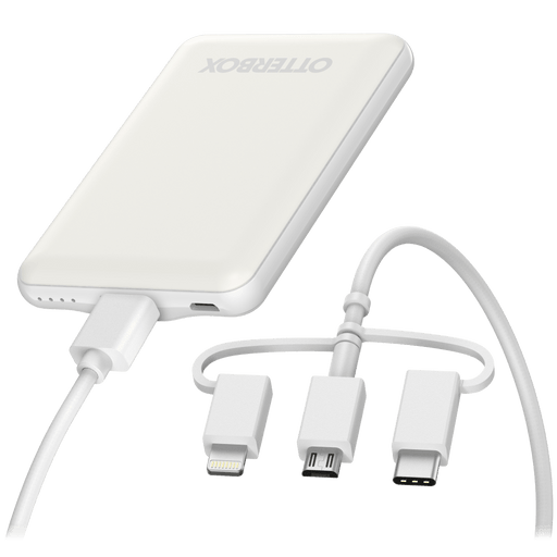 OtterBox Power Bank 5,000 maH with 3-in-1 Cable White