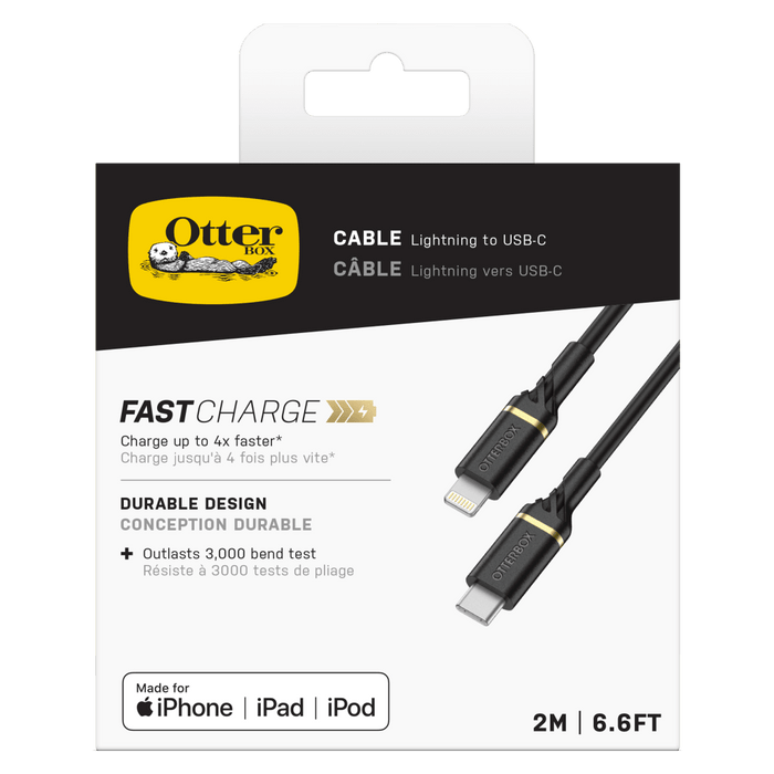 OtterBox Fast Charge USB C to Apple Lightning Cable 2m Black Shimmer