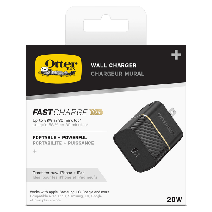 OtterBox USB C PD Wall Charger 20W Black Shimmer