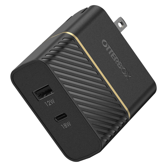 OtterBox Fast Charge PD USB C and USB A Dual Port Wall Charger 30W Black