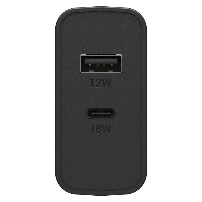 OtterBox Fast Charge PD USB C and USB A Dual Port Wall Charger 30W Black