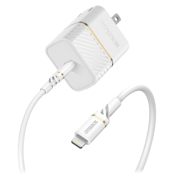 OtterBox USB C PD Wall Charger 20W and USB C to Apple Lightning Cable 1m Cloud Dust