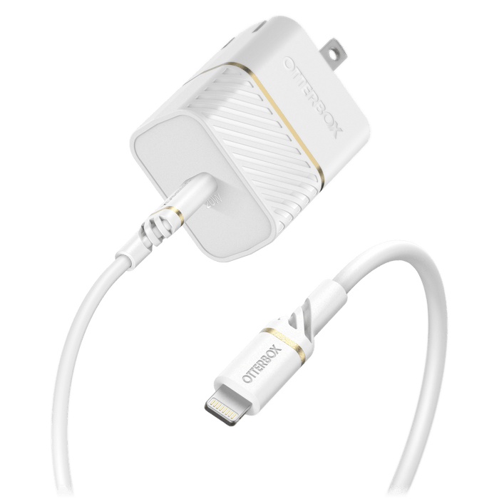 OtterBox USB C PD Wall Charger 20W and USB C to Apple Lightning Cable 1m White