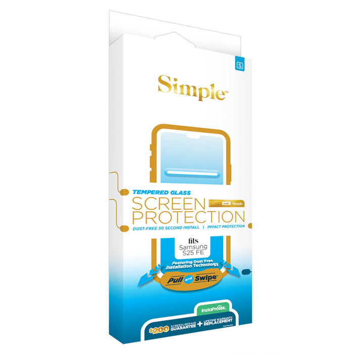 Simple $200 Guided Tempered Glass Screen Protector for Samsung Galaxy S25 FE
