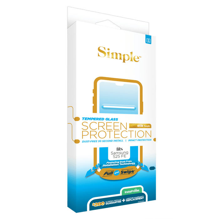 Simple $200 Guided Tempered Glass Screen Protector for Samsung Galaxy S25 FE