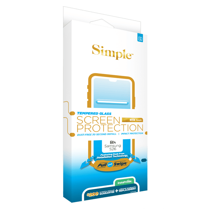 Simple $200 Guided Tempered Glass Screen Protector for Samsung Galaxy S26