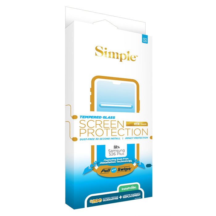 Simple $200 Guided Tempered Glass Screen Protector for Samsung Galaxy S26+