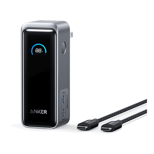 Anker Prime Power Bank 9,600 mAh with Built in USB-C Cable and Fusion Wall Charger 65W