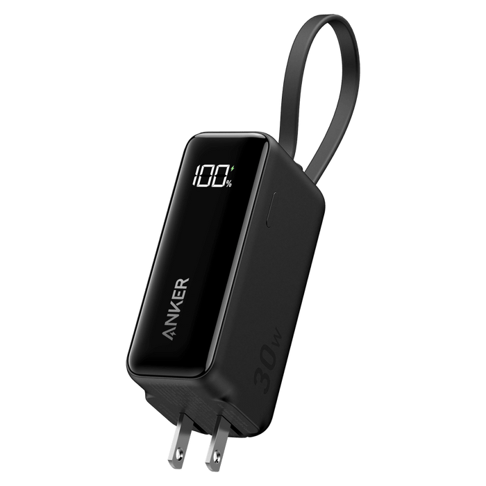 Anker Power Bank 5,000 mAh 22.5W with Built in USB C Cable and Fusion Wall Charger 30W