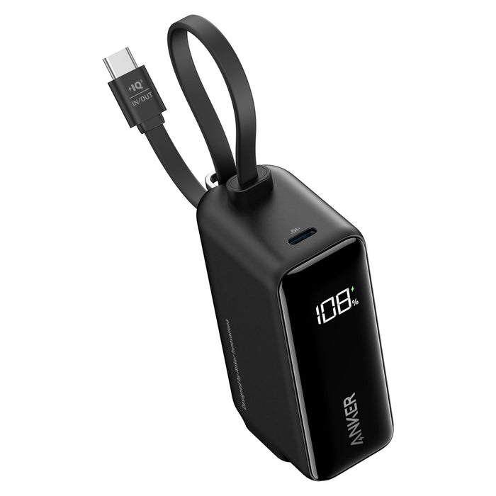 Anker Power Bank 5,000 mAh 22.5W with Built in USB-C Cable and Fusion Wall Charger 30W