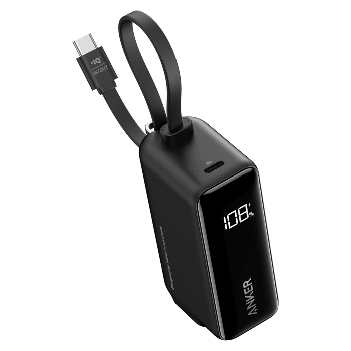 Anker Power Bank 5,000 mAh 22.5W with Built in USB C Cable and Fusion Wall Charger 30W