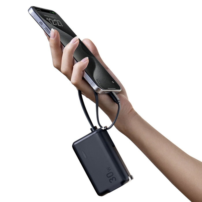 Anker Power Bank 5,000 mAh 22.5W with Built in USB-C Cable and Fusion Wall Charger 30W