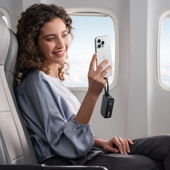 Anker Power Bank 5,000 mAh 22.5W with Built in USB-C Cable and Fusion Wall Charger 30W