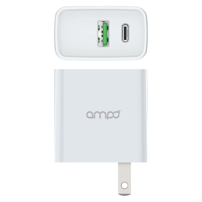 AMPD PD Fast 20W USB-C and USB A Dual Port Wall Charger