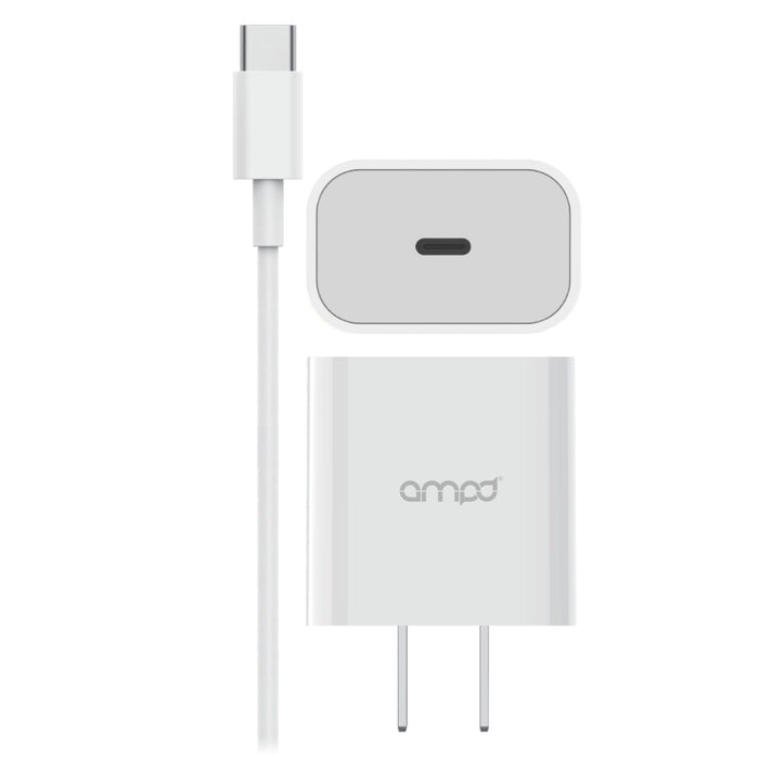 AMPD PD Fast 20W USB-C Wall Charger with USB-C to USB-C Cable 4ft