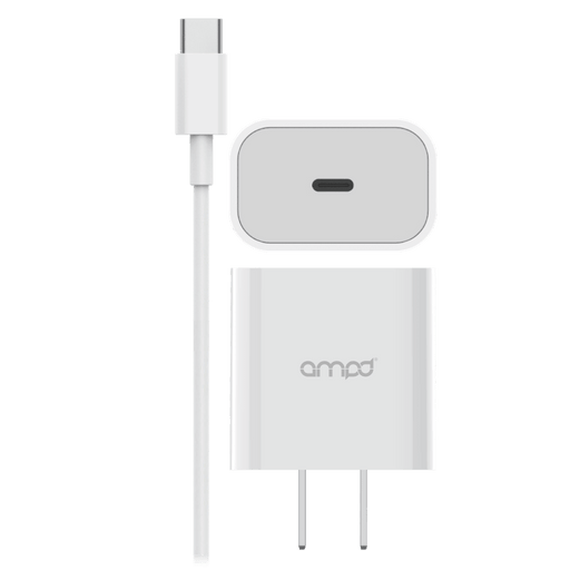 AMPD PD Fast 20W USB-C Wall Charger with USB-C to USB-C Cable 4ft