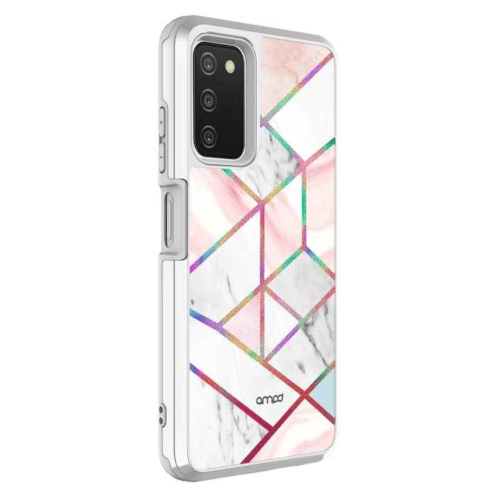 AMPD Electrplate Dual Layer Case for Samsung Galaxy A03s Grey and Marble
