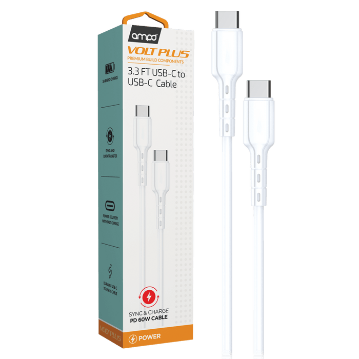 AMPD Type C to Type C USB Cable 3ft White