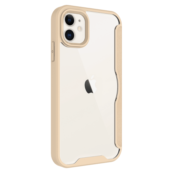 AMPD TPU / Acrylic Flip Wallet Case for Apple iPhone 11 Tan