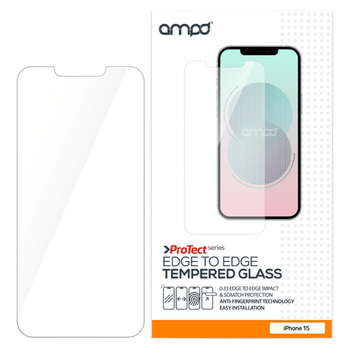 AMPD 0.33 Impact Tempered Glass Screen Protector for Apple iPhone 15 Clear