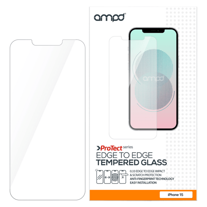 AMPD 0.33 Impact Tempered Glass Screen Protector for Apple iPhone 15 Pro Max Clear