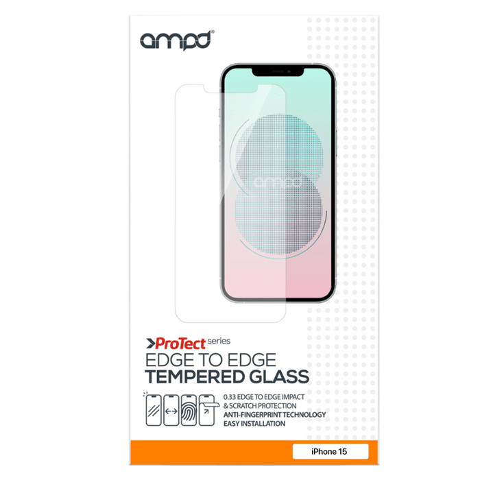 AMPD 0.33 Impact Tempered Glass Screen Protector for Apple iPhone 15 Pro Max Clear