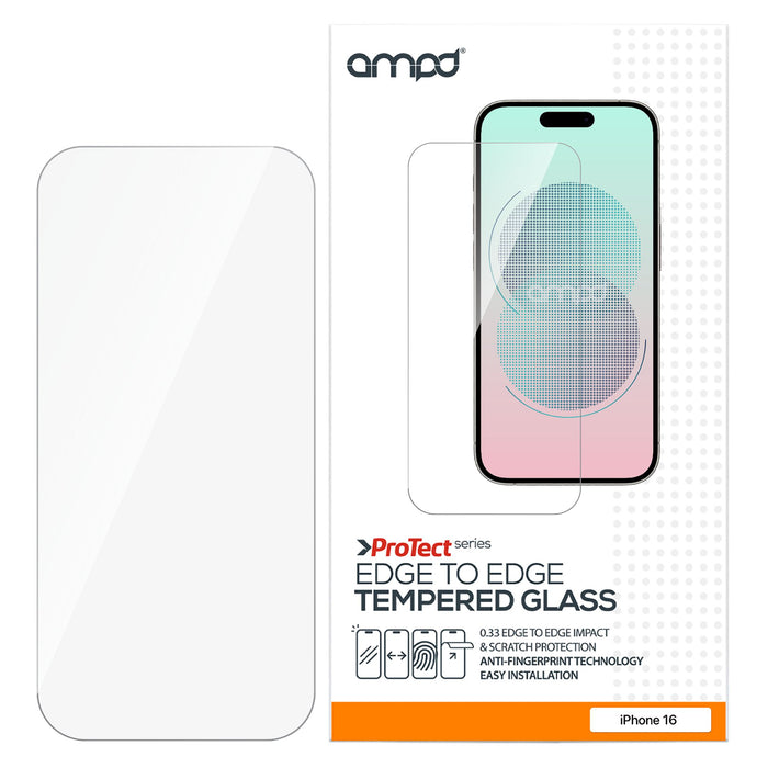 AMPD 0.33 Impact Flex Clear Tempered Glass Screen Protector for Apple iPhone 16 / iPhone 15 Clear