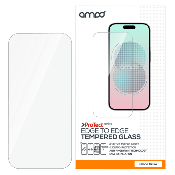 AMPD 0.33 Impact Flex Clear Tempered Glass Screen Protector for Apple iPhone 16 Pro Clear