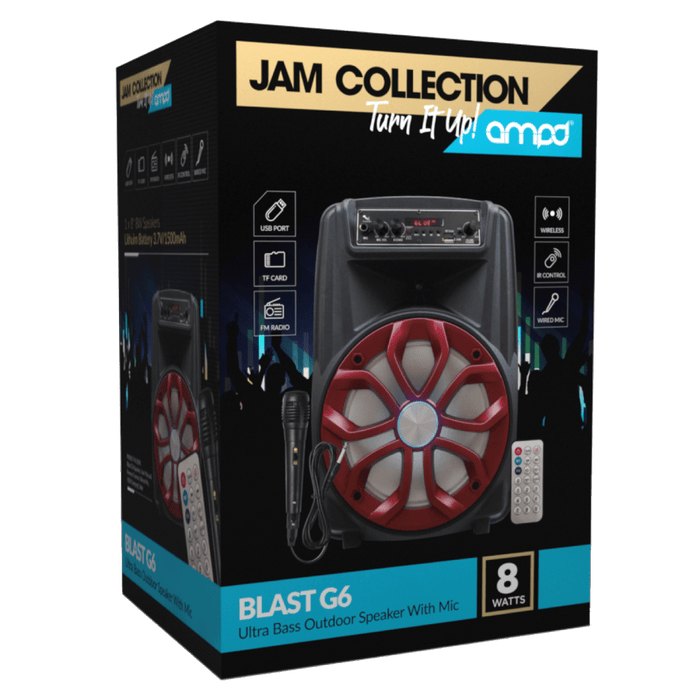 AMPD Blast G6 8Watt Bluetooth Speaker with Microphone and Remote Red
