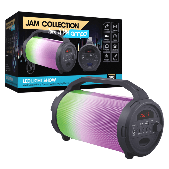AMPD LED Light Show Bazooka Bluetooth Speaker Black