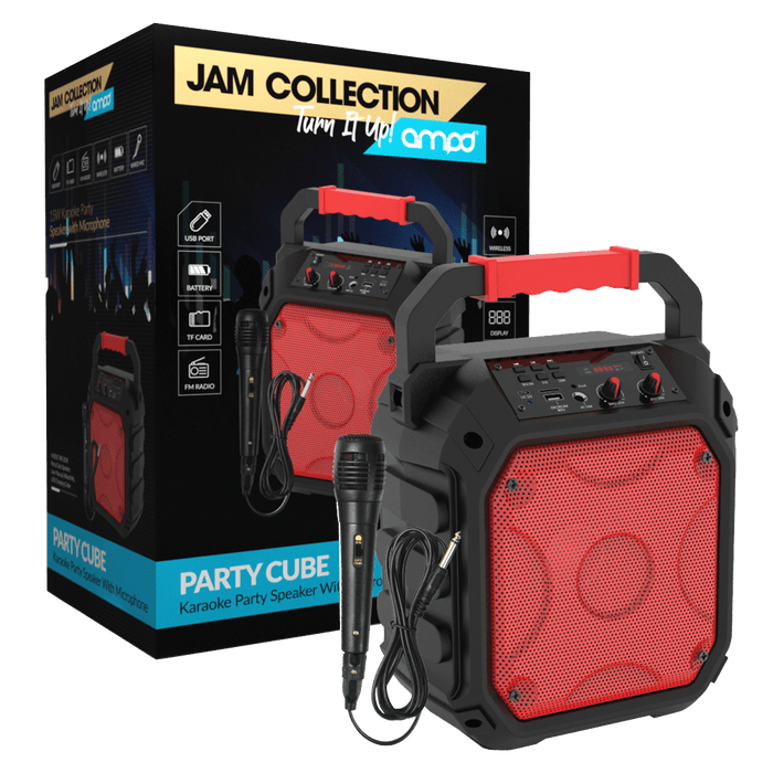 AMPD Party Cube 15W Karaoke Bluetooth Speaker Red