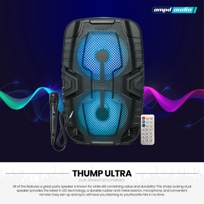 Thump Ultra LED Dual Bluetooth Speaker with Mic and Remote