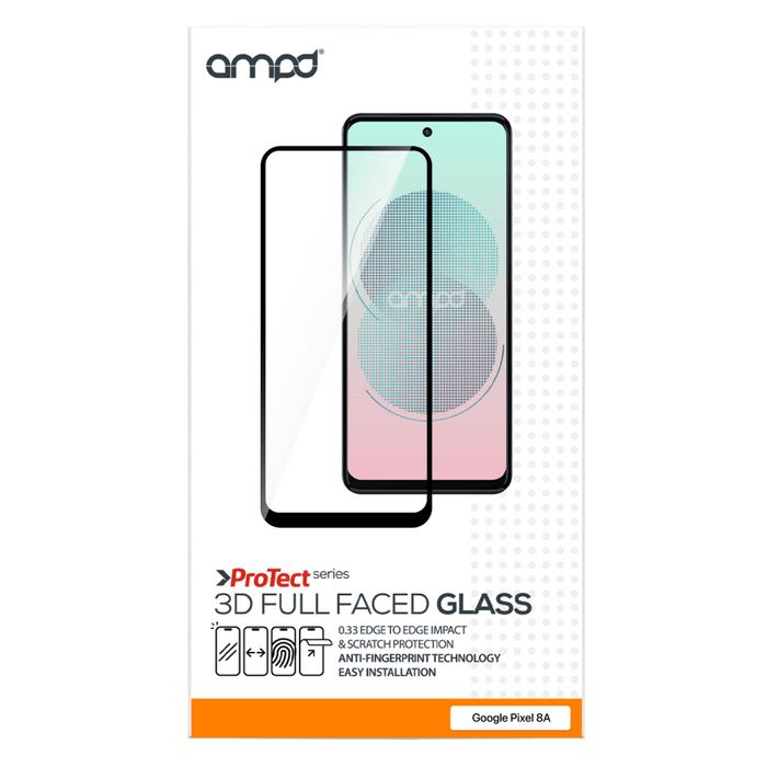 AMPD 3D Full Faced Tempered Glass for Google Pixel 8a Clear