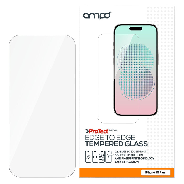 AMPD 0.33 Impact Flex Clear Tempered Glass Screen Protector for Apple iPhone 16 Plus / 15 Plus Clear