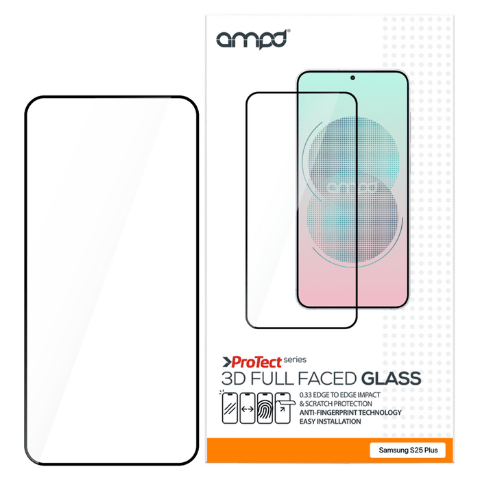 AMPD 3D Full Faced Impact Flex Glass Screen Protector for Samsung Galaxy S 2025 Medium Clear